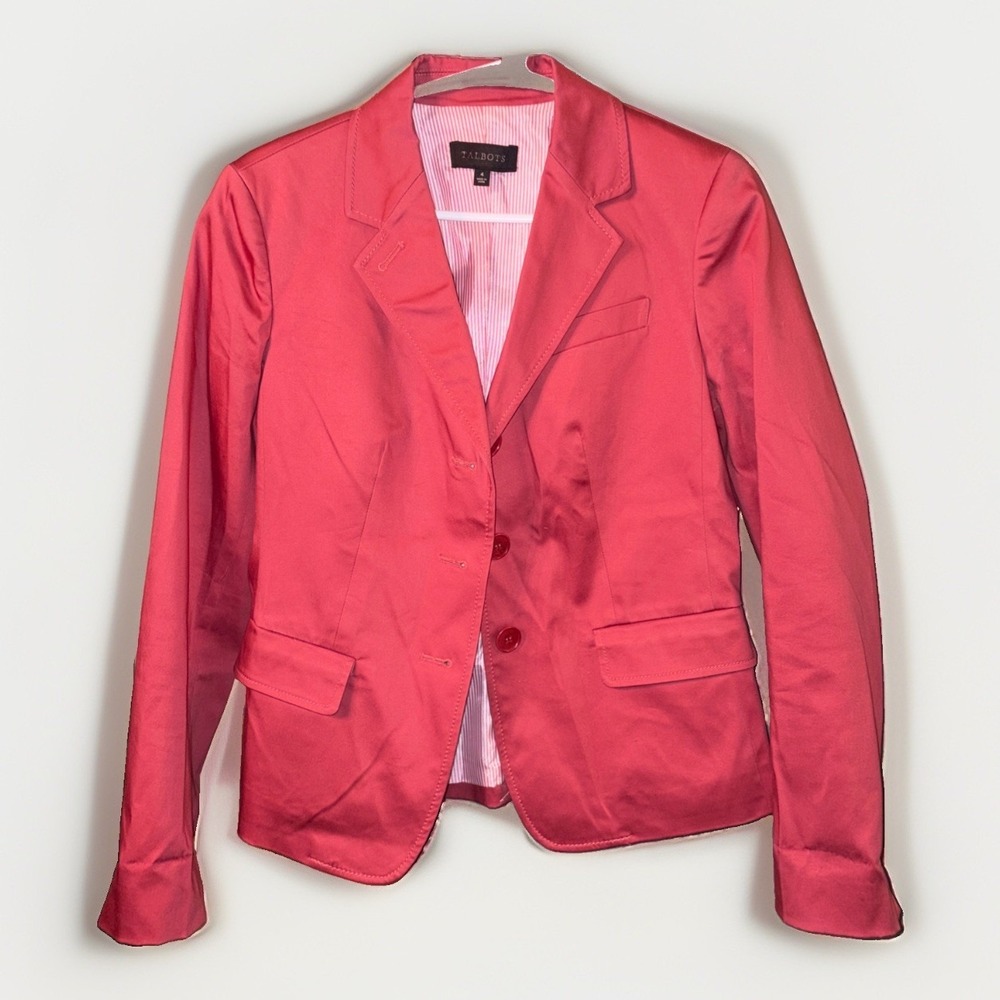 Talbots Women's Workwear Copper Size 4 Preppy Blazer Jacket Buttons Cotton Blend
